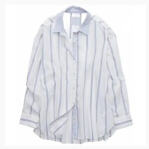 AE Aerie Good Day Button Down Shirt in Marbled Blue. NWT